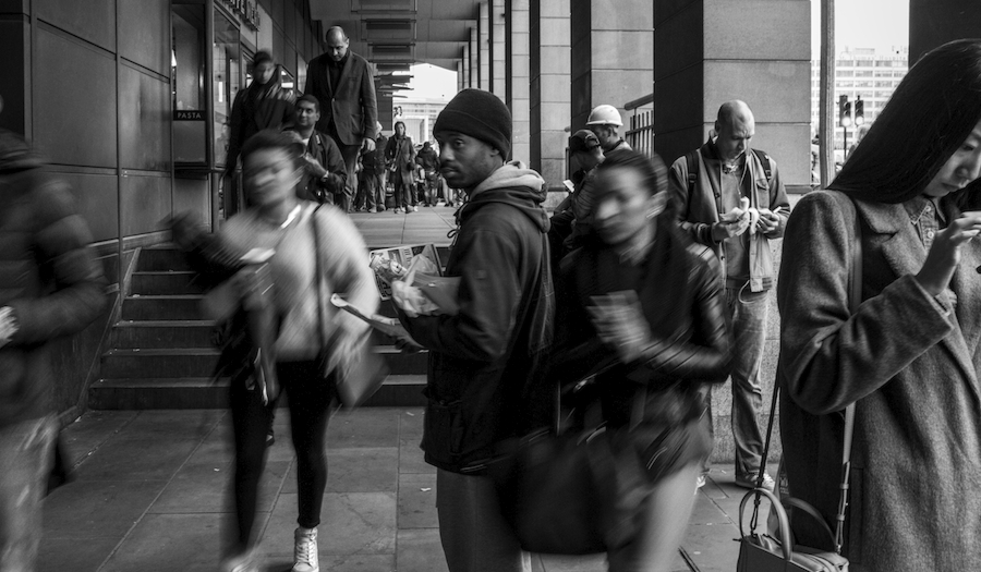 Man handing out flyers